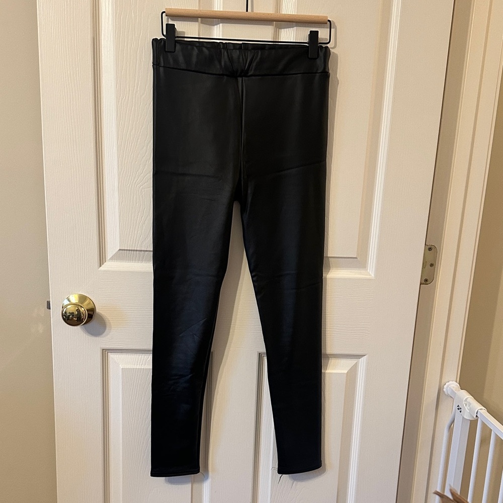 Venti Faux leather black leggings